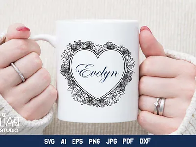 Floral Heart Monogram cut file cutting file floral bouquet floral decor floral heart graphic design heart heart monogram love monogram name monogram wedding