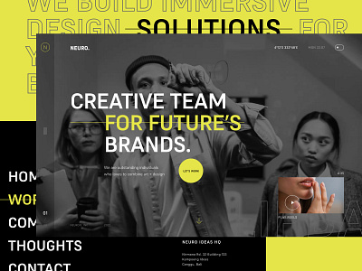 NEURO - Creative Team agency awwwards brand consultancy branding clean creative team dark web design agency figma header landing page minimal motion graphics portfolio typography ui ui design web design webflow yellow ui