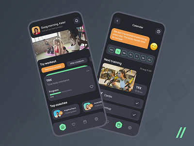 Wellness App animated animation dark theme design fitness graphic design interaction interface mobile mobile app mobile interface mobile ui motion motion design motion graphics ui uiux ux wellness workout