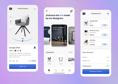 Furniture eCommerce App Design app design ecommerce furniture minimal mobile ui ux