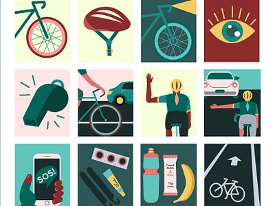 biking 101 alert art bike lanes bikes bipoc branding cycling design helmet illustration road safety signal snacks traffic ui vector