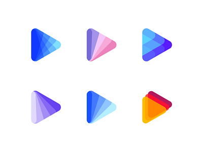 Play logo mark concepts (Unused for sale) app app logo brand brand identity branding button clever colorful logo folding logo logosohel mark music platform play play button simple streaming symbol ux