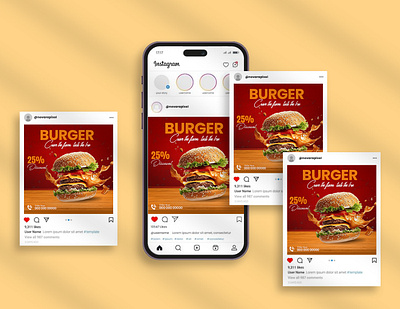 Burger social media post design creative food branding graphic designer pizza poster restaurant social media social media design