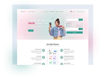 REMIT- Currency Exchange bitcoin clean crypto wallet cryptocurrency currency exchange fintech hero header homepage landing page minimal money trends ui web ui