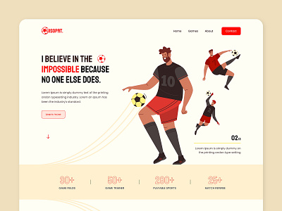 UISPORT Landing Page Design adobe xd figma football homepage jarif hasan akash jarifhasanakash landing page mobile ui sketch soccer sports website ui ui design ui ux ux design web design web ui website design website development website template