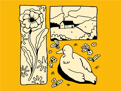 DTIYS - @artbythuraya design draw this in your style drawing challenge dtiys duck flat flower graphic design house illustration illustrator panels vector yellow