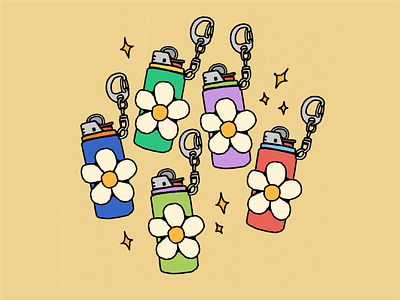 Lighter Cozies colourful crochet daisy design flat graphic design illustration illustrator keychain lighter vector