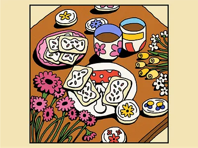 Still Here Still Life - Week 90 design dining table dishes flat food graphic design illustration illustrator still here still life still life table vector