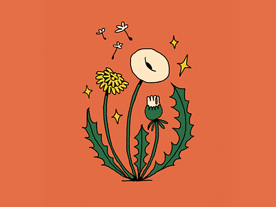 Peachtober Day 2 - Dandelion dandelion design flat flowers graphic design illustration illustrator inktober peachtober peachtober day 2 plant plants vectober vector weeds