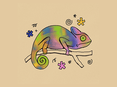 Peachtober Day 13 - Tail chameleon daily art design drawing challenge flat graphic design illustration illustrator inktober peachtober peachtober day 13 rainbow tail vectober vector