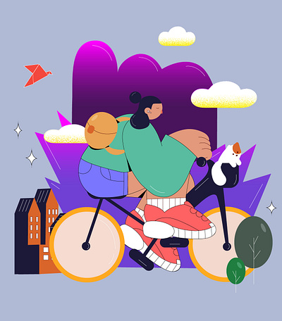 BIKE.ai adobe bike cat color delivery design flat flatillustration graphic design illustration illustrator