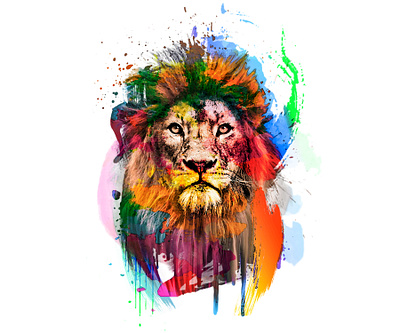 Lion Colorfull watercolor artwork branding colo color design graphic design illustration illustrator logo tshirt design vector watercolor art watercolor illustration