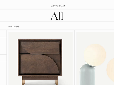 Arusa | Minimal Furniture Branding & Web Design animation branding design ecommerce furniture minimal motion graphics shop ui web design