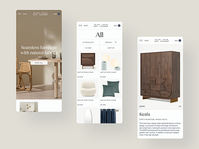 Arusa | Minimal Furniture Branding & Web Design branding clean design ecommerce furniture landing page minimal mobile shop ui ux