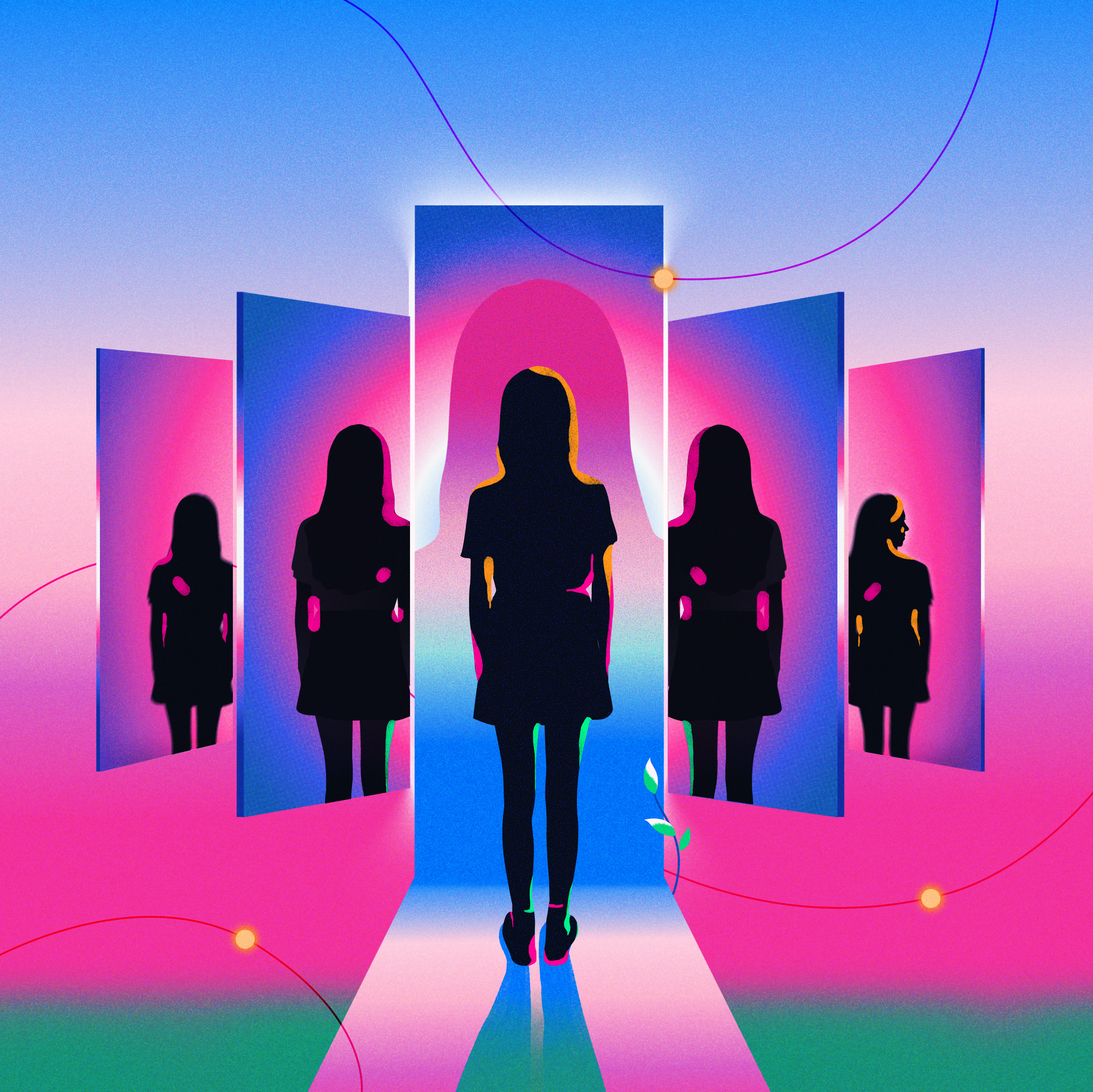 Reflections. abstract color geometric geometry gradient illustration pink portrait shapes