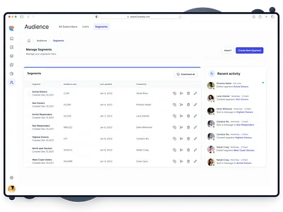 Segmentation Builder advanced filters breadcrumbs case study challenge data filter filtering group product design saas segment segmentation side nav table