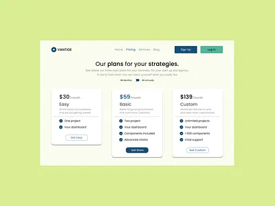 Vantige - Pricing Detail Page 3d animation app branding design detail graphic design illustration logo motion graphics pricing typography ui ux vector web website