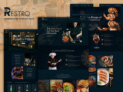 Restaurant & Bar WordPress Theme book table business cafe chef cook dessert drink food landingpage restaurant template uiux webdesign wordpresstheme