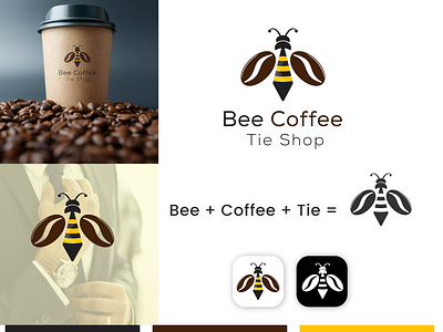 Bee Coffee Tie Shop logo art bee brand logo branding coffee company logo design graphic design illustration logo tie ui ux vector