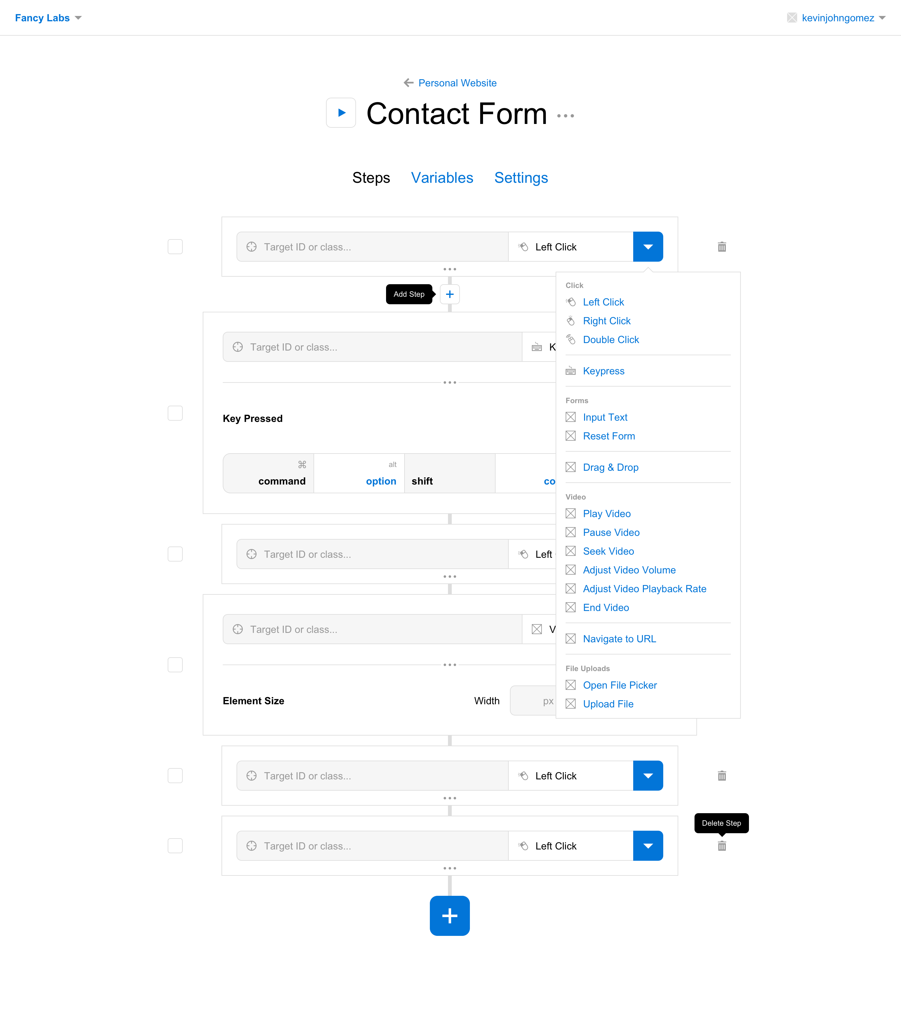 Add Step icons wireframe