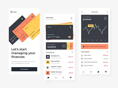 Saving - Finance Mobile App app balance bank card credit card finance fintech graphic design interface logo management minimalist mobile mobile banking money money app savings transactions ui ux
