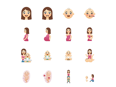 Mommy Emojis icons illustration mobile
