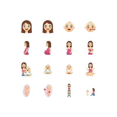 Mommy Emojis icons illustration mobile