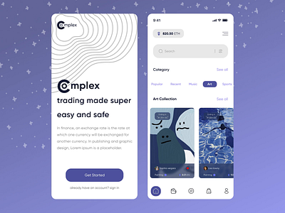 NFT market place app clean crypto dark ethereum exchange light mobile motion nft nft market place swap trade trading app ui user experience user interface ux wallet