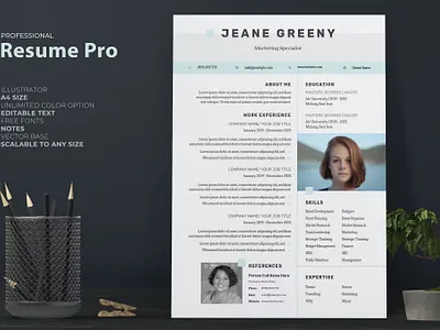 FREE Professional Marketing Resume / CV career clean corporate cover letter cv cv design cv template design graphic design illustration marketing marketing resume minimal motion graphics professional marketing resume resume design resume template ui word