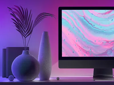 FREE Violet iMac Mockups abstract application calm chic clean design device display expressive imac imac mockups iphone macbook mockups minimalist mockup mockups pack online realistic simple store