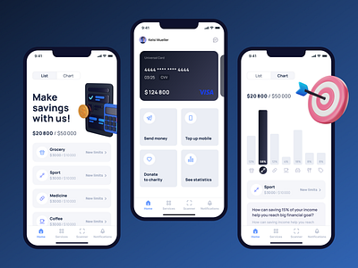 Financial app application budget card chart clean dashboard design finance goal mobile mobile app task track ui uiux