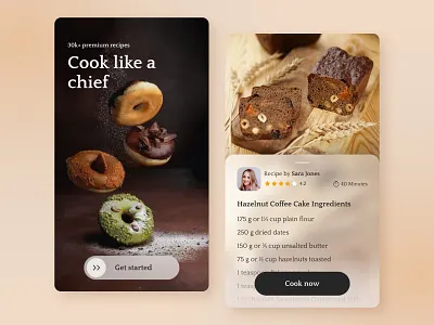 Food Recipe App app design brown design cake coffee cooking cooking app food food recipe food recipe app ingredients minimal design mobile app mobile design real design sweet ui ui design ui ux ux ux design