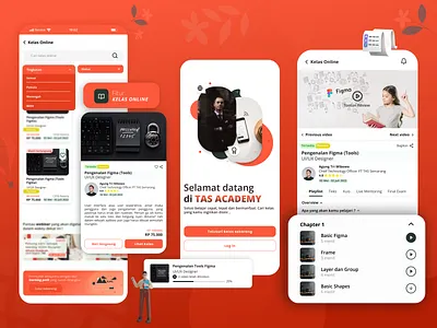 TAS Academy mobile app - Online class buy card chips class graphic design mobile app notification online playlist segment ui