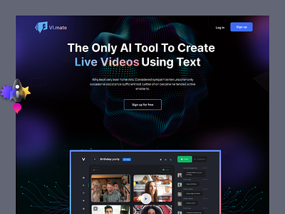 VI.Mate Video AI Tool app interface concept homepage jumatech landing page online video editor software as service video animation video editing tool video service video tool visual design website ui