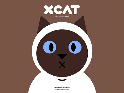 Siamese Kitten cat head portrait illustration kv nft siamese kitten