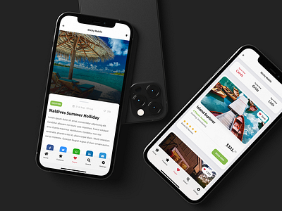 Travel App Template - Sticky | Mobile Kit & PWA android app booking design destinations holiday html ios iphone mobile online booking pwa sidebar travel travel app travel app template travel website ui vacation web app design