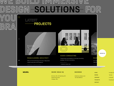 NEURO - Creative Team / SECTIONS agency branding clean company profile creative portfolio dark yellow deck figma footer landing page minimal our works portfolio site presentation typography ui web design webflow yellow ui