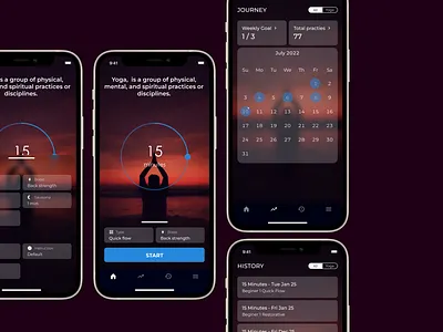 Daily UI Challenge #9 Yoga app calendar chalenge dashboard design history mobile practice traine ui yoga