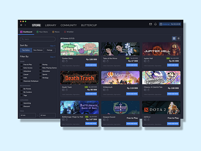 Steam Redesign catalogue design catalogue ui dark mode ui dark ui ecatalogue ecommerce game catalogue game design game list gaming platform gaming ui steam ui design