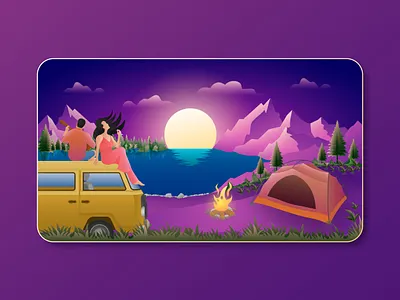 Travel agency landing page illustration. hero image landing page mdtaslimuddinsakib nature night view nightscene tourism travel travel agency travel illustration ui vector web webdesign webkit
