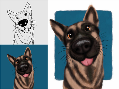 German Shepherd Dog - illustrated pet portrait digital pet illustration dog character design dog illustration german shepherd dog portrait gsd illustration ill0graph illograph illustrated gsd portrait pet portrait illustrator