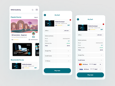 MNZ Academy - Online Course App app app design design design inspiration mobile design online course ui ui design ui trends uiux uiuxdesign ux ux design