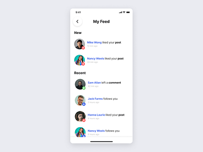 DailyUI #047. Activity Feed 047 47 activity feed app clean design dailyui dailyui047 feed mobile ui ux