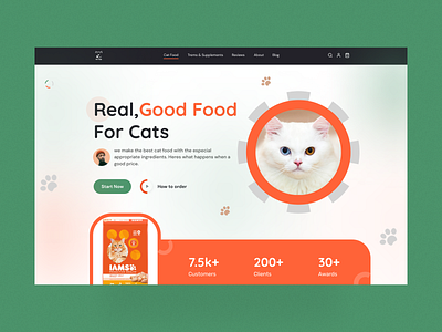 Petcare Landing Page 🐾 animals cat cat lovers catfood dog dog lovers ecommerce health minimal mockup pet pet care pet food pet health pets petshop typography ui ui design web design