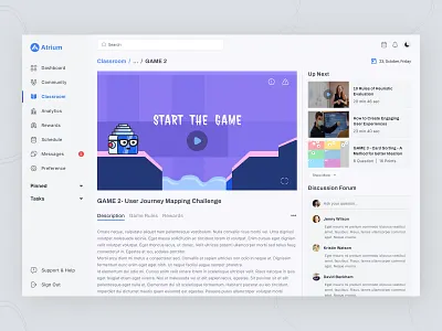 ATRIUM - EdTech Platform UX Case Study anlytics community dashboard design dezlab e game e learning e learning application edtech edtech app edtech platform gamification minimal online course online education product design to do list ui ux design video editor web app ui ux web design