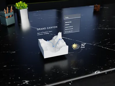 3D UI/Desktop widgets 3d black dark design desktop interface ui widgets work