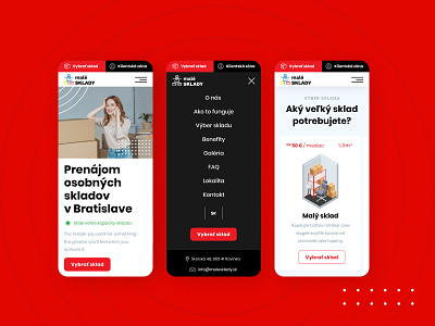 Malé SKLADY design male mobile red reddesign rental sklady space ui ux warehouse web webdesign website