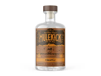 MULEKICK #3 alcohol branding design gold graphic design illustration liquor mule packaging pineapple tequila typography wildwest