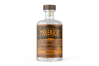 MULEKICK #3 alcohol branding design gold graphic design illustration liquor mule packaging pineapple tequila typography wildwest