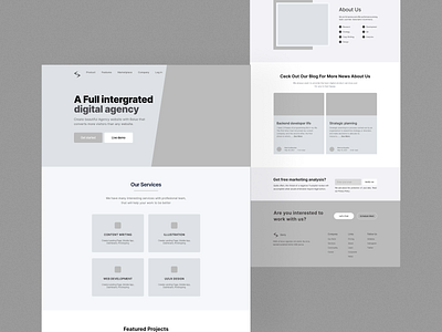 Digital Agency Wireframe landing page ui web design